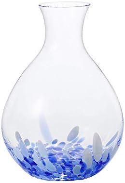 Tsugaru Biidoro, סט סאקה של זכוכית בעבודת יד, 2 כוסות וטוקקורי קארפה, כחול