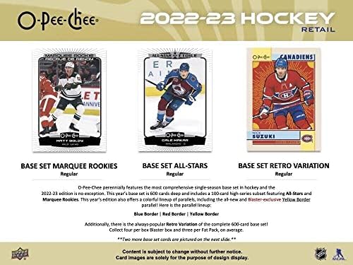 2022-23 NHL O-PEE-CHEE OPC HOCKEY FACTORY אטום תיבה קמעונאית 288 כרטיסים 36 חבילות של 8 כרטיסים לכל חבילה.