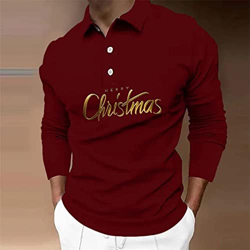 חולצות T קיץ Mens Mens Mens חג מולד חג המולד כפתורים מזדמנים חורפים פונים למטה חולצת צווארון