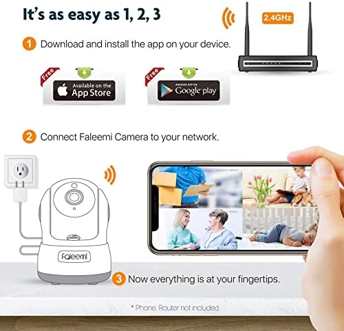 מצלמת אבטחה WiFi מקורה/חיצונית של Faleemi, מצלמת IP ברשת אלחוטית עם ראיית לילה, איתור תנועה,