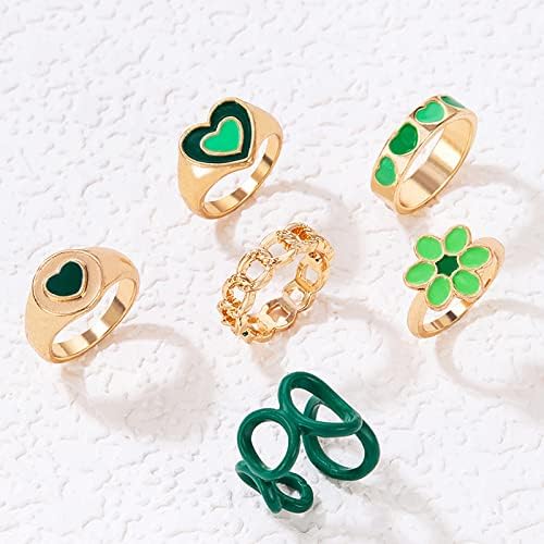 נשים מצלצלות נשים מבטיחות טבעות חמוד לב ירוק טבעת נישואין פרפר פרפר פטריות