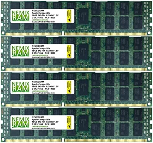 NEMIX RAM 64GB 4X16GB MAC PRO 2013 זיכרון תואם DDR3-1866 PC3-14900 ערכת שדרוג