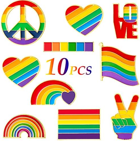 Willbond Gaa Rainbow סיכות סיכות גאווה LGBTQ סיכות תווית דגל לב לבגדים לקישוט תיקים מתנות לחג המולד