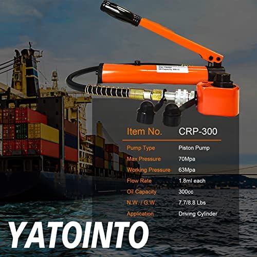 ערכת חשמל של Yatointo Porta, 10 טון שקע הידראולי פרופיל נמוך עם משאבת יד הידראולית ידנית שקע מרובה קטע, ערכת