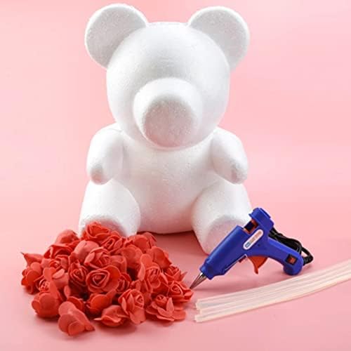 ABOOFAN 8PCS קצף דגמים דגמים דגמים קצף דוב קצף דוב ורד דוב לבן מלאכת DIY ליום האהבה פרח מסדר מתנה