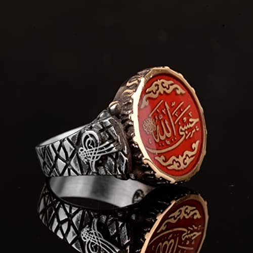 טבעת אסלאמית קמבו לגברים, טבעת מינימליסטית, טבעת גברים מכסף סטרלינג 925 קראט