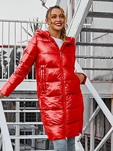 מעילי אדווול לנשים - פרט טלאי רוכסן כיס משופע מעיל חורף נפיח עם ברדס