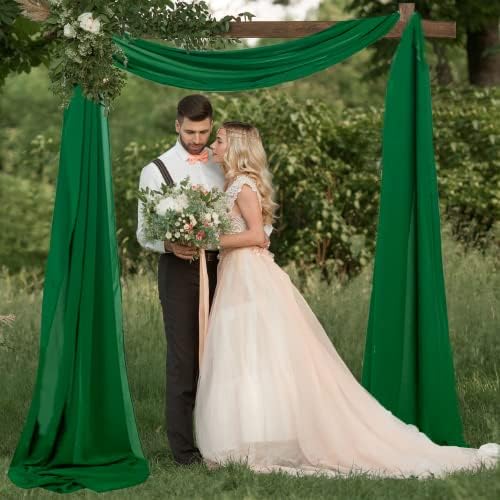 Fuhsy חתונה קשת מעטפת בד ירוק שרלד שיפון וילונות בד 20ft 1 לוח וילון עצום