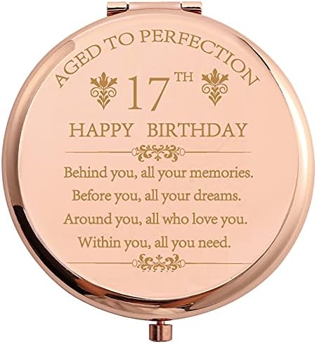 קופוזה 2006 מתנות יום הולדת 17 נירוסטה רוז זהב קומפקטי כיס נסיעות איפור מראה 17 שנים השראה מתנה