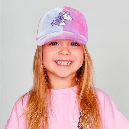 בנות חד קרן כובע בייסבול כובע בייסבול צבע עניבה לילדים בנות קיץ כובע מתכוונן
