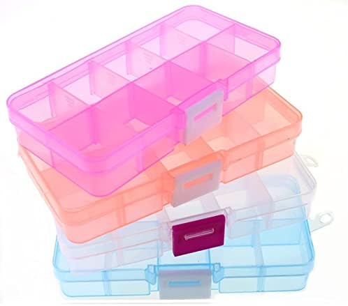 קופסאות אחסון HTCAT עם מכסים 10 חריצים תאים צבעוניים תכשיטים ניידים תיבת אחסון תיבת מיכל טבעת חלקים
