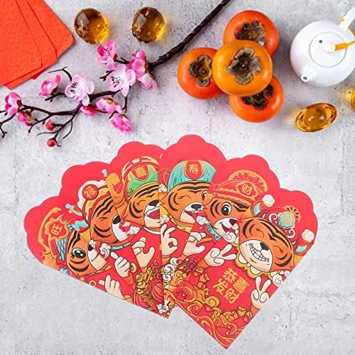 צעצוע 6 יחידות חדש שנה אדום מעטפות סיני נמר הונגבאו מזל כסף תיק 2022 אדום כיס שקיות לשנה חדשה אביב פסטיבל חתונה