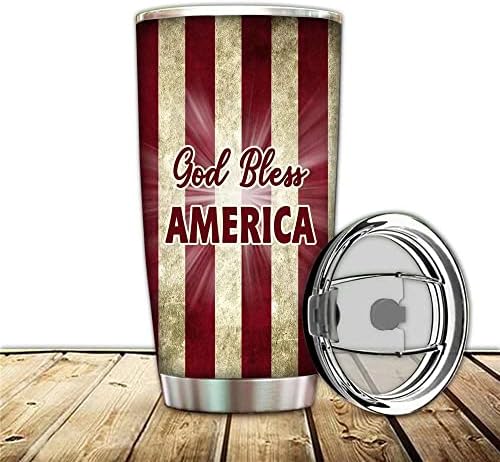 אלוהים יברך אמריקאי - דגל כלבים כוס עם מכסה מסלול ספל נסיעות נירוסטה ספלי קפה ואקום כוסות מים מבודדות למשקאות