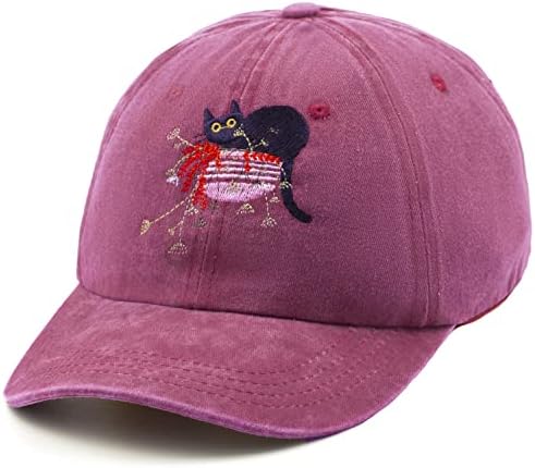 חתולים וצמחים אבא כובע רקום קוקו כובע בייסבול פרופיל נמוך וינטג 'מתכוונן יוניסקס נשטף