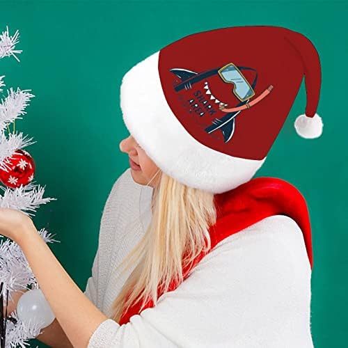 מצחיק כריש צולל חג המולד כובע סנטה כובע עבור יוניסקס מבוגרים נוחות קלאסי חג המולד כובע עבור מסיבת