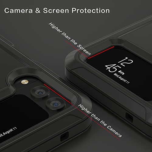 TDTOK Design Galaxy Z Flip 4 מארז טלפון עם קליפ חגורת נרתיק, טיפת ציון צבאית אטומה למארז מחוספס מגן עם