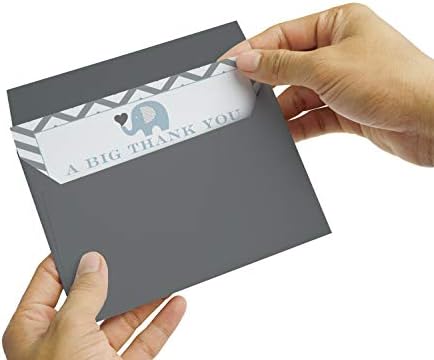 מקלחת תינוק פיל כחול כרטיסי תודה עם מעטפות שמילאו מראש הודעה מילד-כרטיסי פתק בודדים תודה על