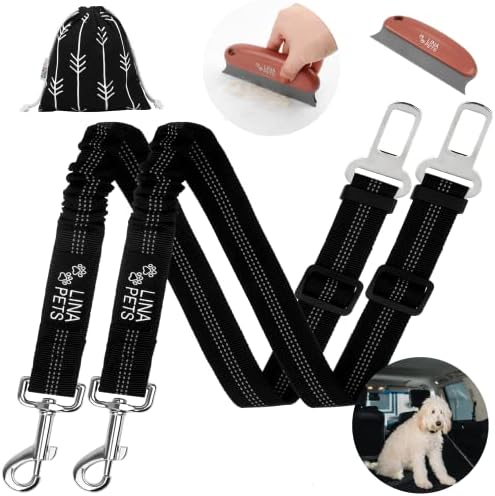לינה חיות מחמד כלב חגורת בטיחות-סט של 2 כלב חגורות בטיחות עבור מכוניות עם חיות מחמד שיער מברשת נסיעות