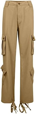 מכנסי מטען של Cokuera מכנסי מטען מוצקים רופפים מותניים גבוהים מכנסיים מכנסיים רחבים רחבים