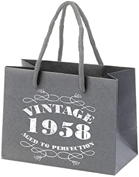 באנג בגדים מסודרים שקיות מתנת יום הולדת 65-נייר אפור עם ידית חבל - שקית מתנה קטנה ידידותית לסביבה-וינטג