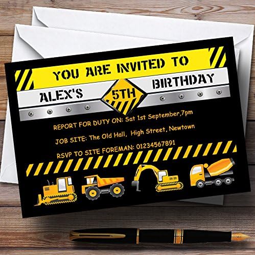 Digger JCB Builder Builder נושא הזמנות למסיבת יום הולדת מותאמת אישית