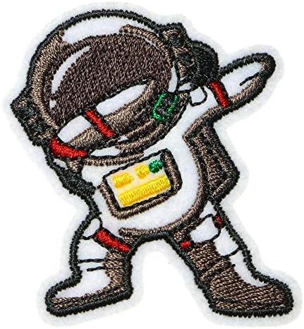 Jpt - אסטרונאוט ליהנות מברזל/תפור על אפליקציות רקומות טלאים טלאי טלאי לוגו חמוד על חולצת האפוד כובע