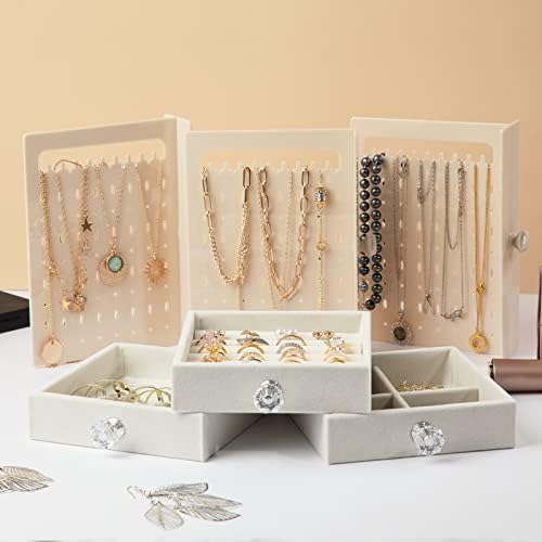 Alkalo קופסא תכשיטים קיבולת גדולה 3 מחזיקי תכשיטים אקריליים מארגני תכשיטים תלויים נוהרים מגירות מרופדות