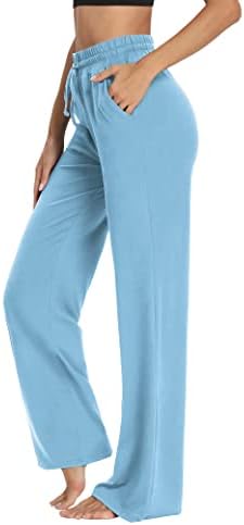 מכנסי טרניעה יוגה של סרין מתיוס מכנסי טרנינג רגל רחבים פיג'מה מכנסיים נוחים אימון משרטט מכנסיים עם כיסים