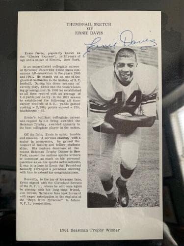 ארני דייוויס חתום על 5x8 צילום נדיר סירקוזה הייסמן PSA Slabbed - כדורגל קלפים עם חתימה של כדורגל
