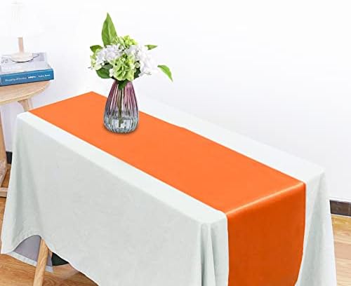 HMQIANG 2 חבילה רצים שולחן כתום, רץ שולחן סאטן באורך 12X108 אינץ ', משי ושולחן בד חלק לחתונה,