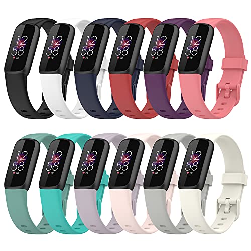 12 חבילות eieuuk להקות צפייה תואמות את Fitbit Luxe/Luxe Se Smartwatch, סיליקון רך סיליקון רך ספורט