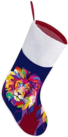 ראש אריה צבעוני גרבי גרב גרבי חג המולד עם אח קטיפה תלויים לעיצוב עץ חג המולד