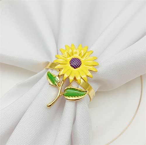 XJJZS 12 יחידות מפיות טבעת מפית חמניות מפית כפתור סגסוגת אבץ סגסוגת מפית טבעת טבעת טבעת שולחן חתונה (צבע: זהב,