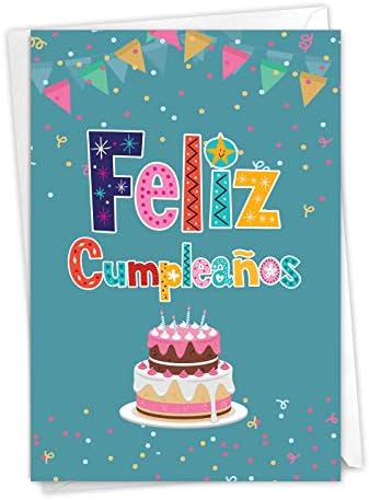 נובלוורקס-1 כרטיס יום הולדת ספרדי עם מעטפה-כרטיס חגיגה לטיני היספני לימי הולדת-פליז קומפלנוס סי 6587