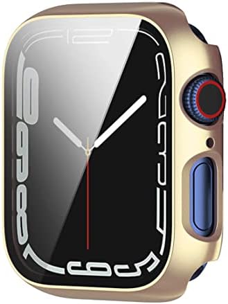 מארז Hankn 41 ממ תואם לסדרת Apple Watch 7 8 81 ממ מגן מסך זכוכית מחוסמת, כיסוי מלא פגוש אטום הלם כיסוי