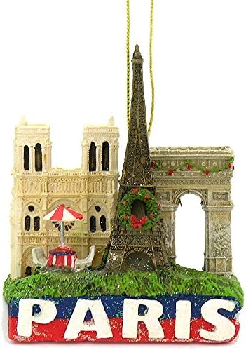 מכירות עירוניות פריז ציוני דרך קישוט לחג המולד עם מגדל אייפל, Arc de Triomphe and Notre Dame