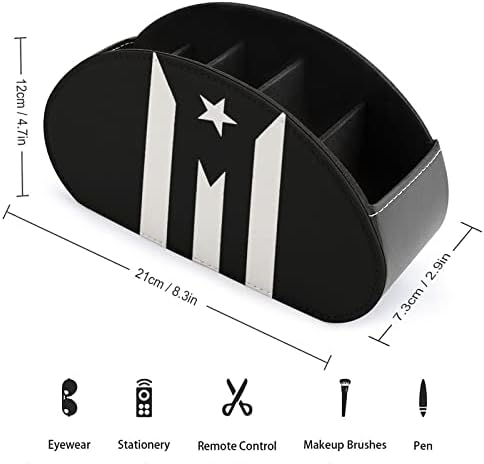 פורטו ריקו דגל שחור גאווה הדפס טלוויזיה טלוויזיה בשלט רחוק מחזיק תיבת פו עור 5 מגש תאים למארגן שולחני