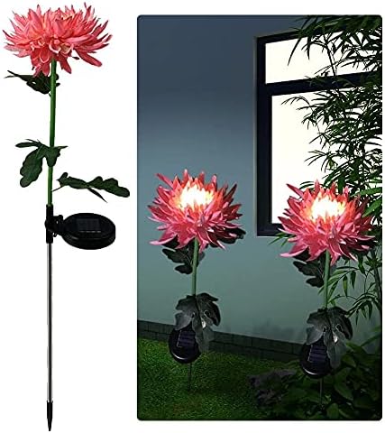 Lhllhl 2 pcs LED אור סולארי אור מלאכותי חרצית סימולציה פרח פרח גן חיצוני דשא נורות חצר אמנות לחצר