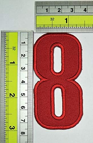 פאריטה 3 אינץ'. אדום ערבית מספר 8 תיקוני מכתב מספר אפס כדי תשע לתפור על אפליקציות רקום ברזל על תיקון