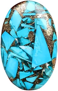 Real-gems 30.15 ct. נחושת טבעית רופפת טורקיז אבן חן סגלגלה מבריקה, לייצור תכשיטים אבן אנרגיה, עטיפת