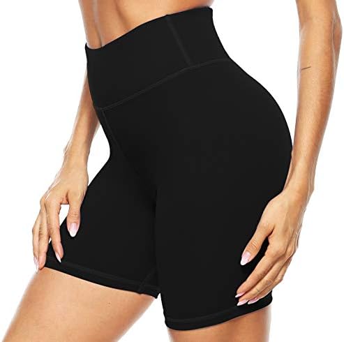 פרסיט נשים גבוהה מותן הדפסת אימון יוגה מכנסיים קצרים עם 2 כיסים נסתרים, ללא לראות דרך בטן בקרת