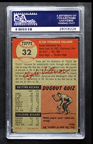 1953 Topps 32 Clyde Vollmer Boston Red Sox PSA PSA 6.00 Red Sox