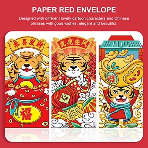 קבילוק 12 יחידות סיני אדום מעטפות 2022 סיני חדש שנה נמר מזל כסף כיסים הונגבאו מתנת כסף מעטפות מזומנים