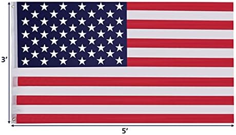 טנגקולה אמ0461טל דגל אמריקאי, פסים תפורים מפוליאסטר 3 על 5 רגל רקומים כוכב, ססגוניות, 3 'על 5'