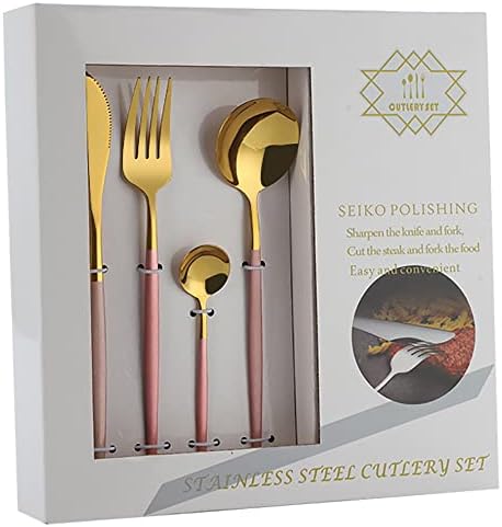 קתילאדי כלי כסף סט סכום כלי סט, 24-חתיכה עבור 6 נירוסטה, מראה מלוטש מטבח מסעדת חתונה ייחודי דפוס עיצוב כולל