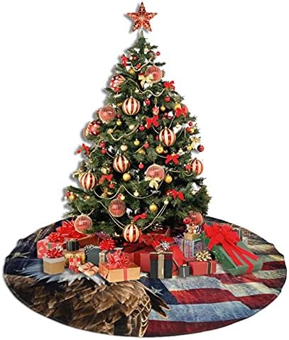 חצאית עץ חג המולד 36 אינץ 'נשר קירח דגל אמריקאי זיקוקי דגל חג המולד חצאית עץ