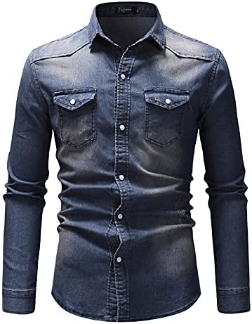 XXBR ג'ינס ג'ינס קלות ז'קטים חולצות לגברים, 2021 אופנה סתיו רטרו כפתור הצמד למטה חולצת עבודה מזדמנת עם