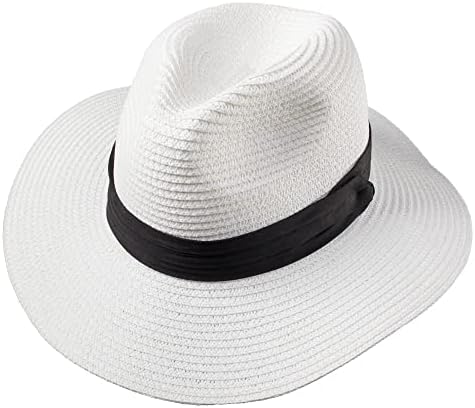 כובע פנמה קש רחב שוליים דלוקס, כובע שמש חוף פדורה עד 50+, בחירת צבע, כובעי פנמה מתכווננים לנשים או גברים