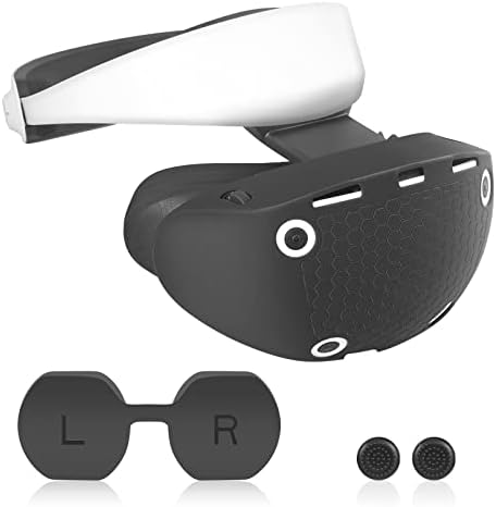 אביזרי HMHAMA עבור PS VR2, כיסוי מגן של אוזניות VR, כיסוי עדשת מגן, מכסה אחיזת האגודל סיליקון - שחור