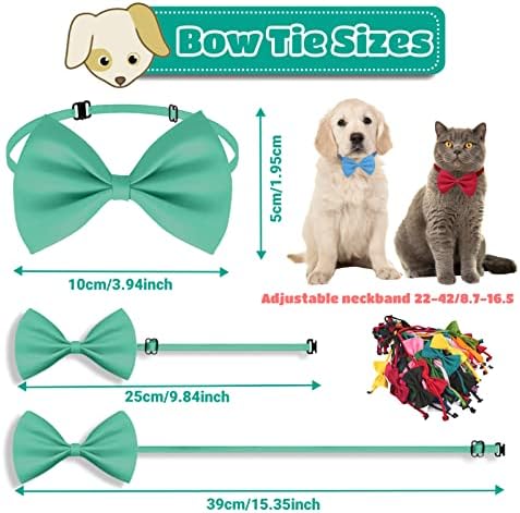 עניבות פרפר לכלבים, Youhuuu 60 pcs בתפזורת מתכווננת פרפר, עניבות קשת גורים עניבות לכלבים חתולי חתלתול, צבעי חיות